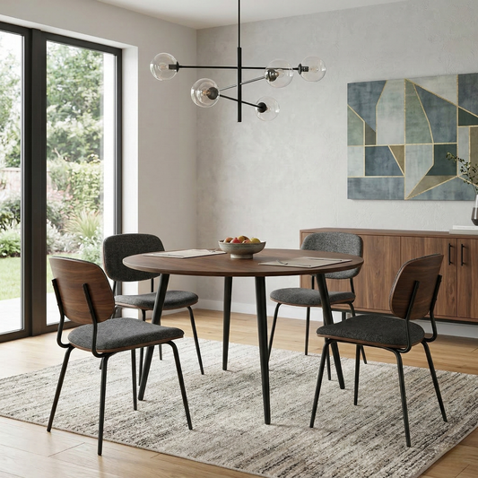 ‘Sharron’ Walnut Oak Veneer Round Dining Table