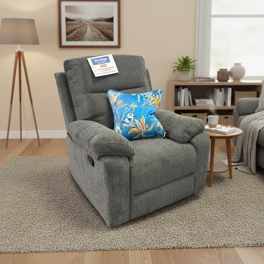 ‘Fenway' Manual Recliner Charcoal Grey Fabric Armchair