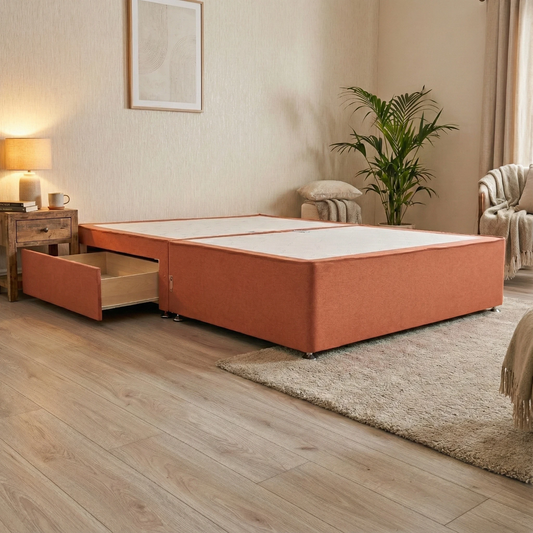 'Sleepeezee' Joshua Burnt Orange Fabric Divan Base Only - King