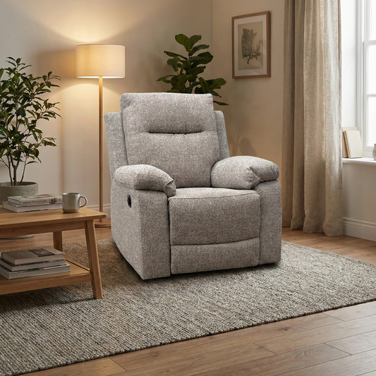 'Georgia' Natural Fabric Power Recliner Armchair