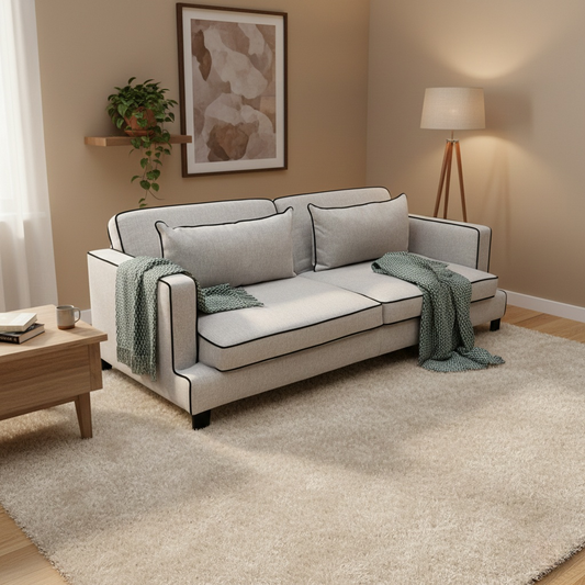 ‘Demure' Silver Demure Textured and Velvet 4 Seater Sofa Bed