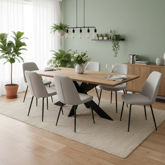 Bodahl 'Terra' 01 Oiled Solid Oak Swiss Top 220cm Dining Table with Metal Star Base