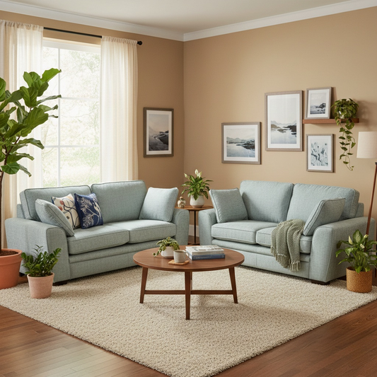 'Chalfont' Eau De Nil Fabric 3 + 2 Seater Sofa Set