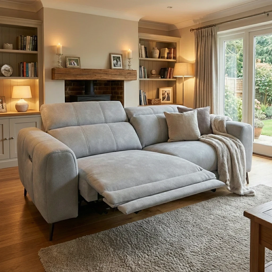 'Ezra' Dexter Smoke Velvet 3 Seater Power Recliner Sofa