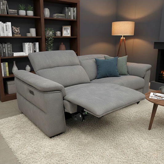 'Inca' Dexter Mocha Velvet 3 Seater Power Recliner Sofa with Power Headrests