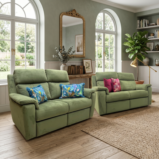 G Plan 'Thornbury' Plush Vine Green 2 + 2 Seater Velvet Sofa Set
