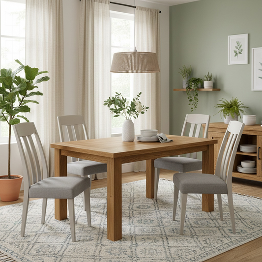 'Durham' High Back Wooden Upholstered Dining Chairs - Set of 4
