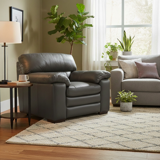 World of Leather ‘Cozzee’ Nw-517e Shale Grey Leather Armchair