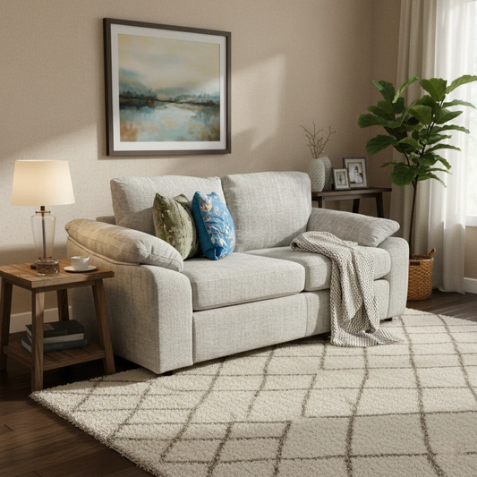 'Hampton' Chunki Pumice Woven Fabric 3 Seater Sofa Bed with Zip Arms