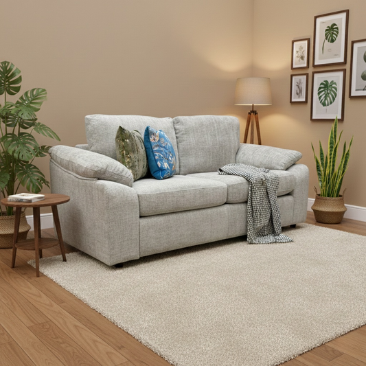 'Hampton' Chunki Pumice Woven Fabric 3 Seater Sofa Bed with Zip Arms