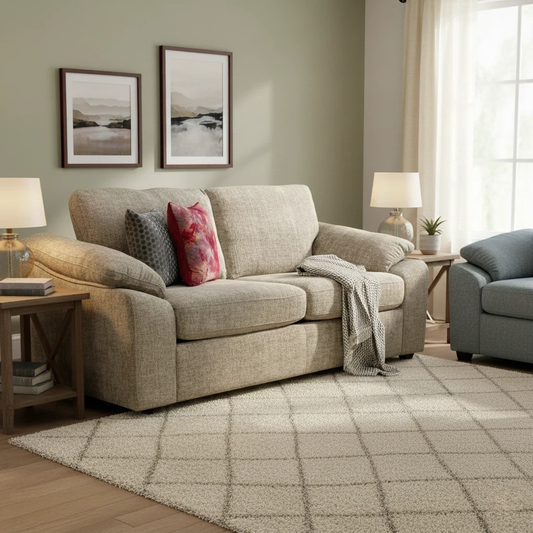 'Hampton' Chunki Concrete Woven Fabric 3 Seater Sofa Bed with Zip Arms