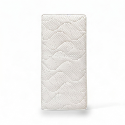 Kudos 2000 Pocket Sprung Mattress Single, top view of white quilted wave-patterned cover