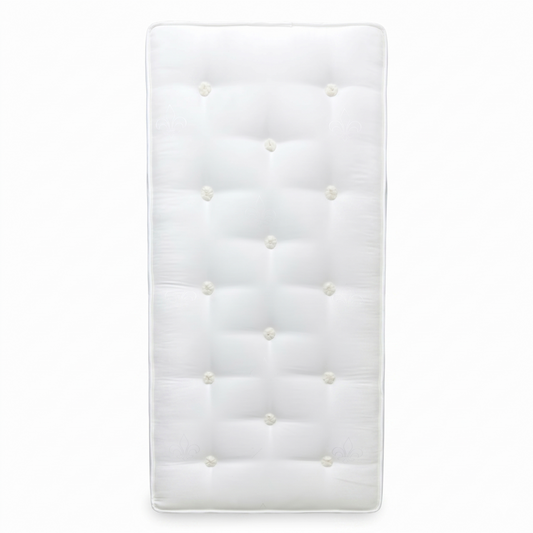 Oakley Ortho 1000 Pocket Sprung Mattress, single, top view showing quilted cover with tufted buttons