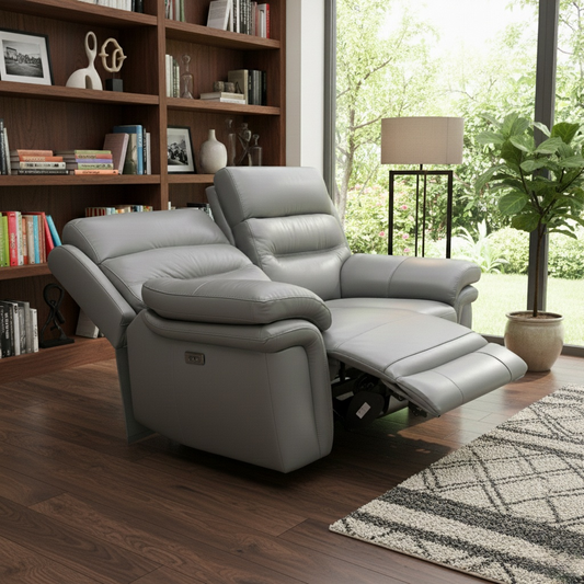 ‘Berlin' Natural Ash La-4825 Leather 2 Seater Power Recliner Sofa with Power Headrest