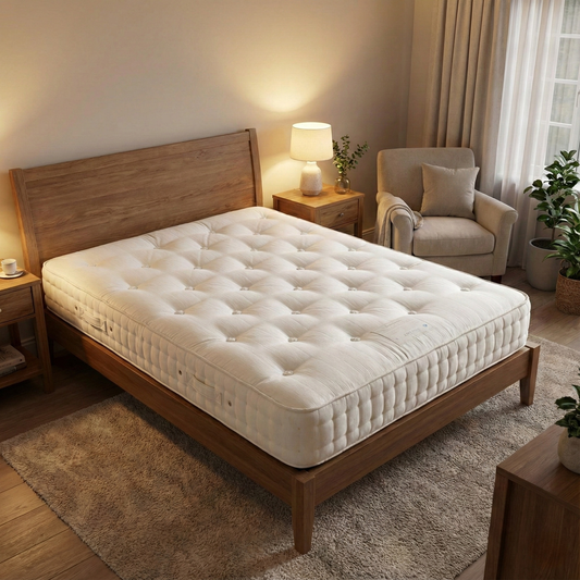 Living room of the luxurious cotton and linen sleep surface, showing the high-quality woven texture.