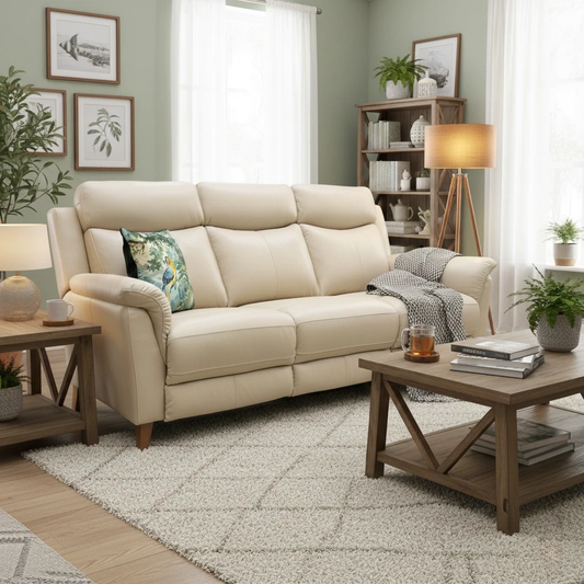 ‘Sienna' Bone China Leather 3 Seater Sofa