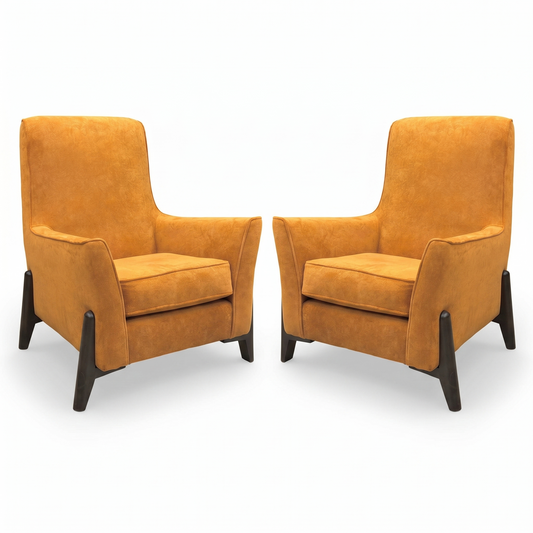‘Collins’ Almond Orange Towel Velvet Accent Chair - Set of 2