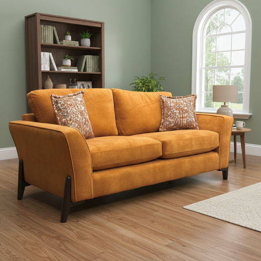 ‘Collins’ Almond Orange Towel Velvet 3 Seater Sofa