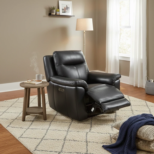 'Bobby' Leather Cat-35/02 Black Power Recliner Chair