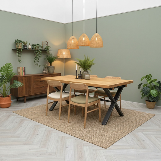 Living room of the 'Earth' 190cm Fixed Dining Table.