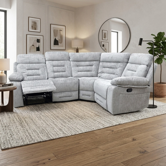 ‘Wilbur’ Grey Fabric Manual Recliner Modular Corner Sofa