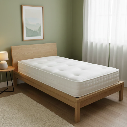 Living Room highlighting the mattress side walls and the ‘Sleep Story’ product label.