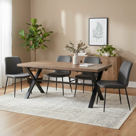 Living room of the raw edge, showing the unique, organic curves of the solid oak wood.