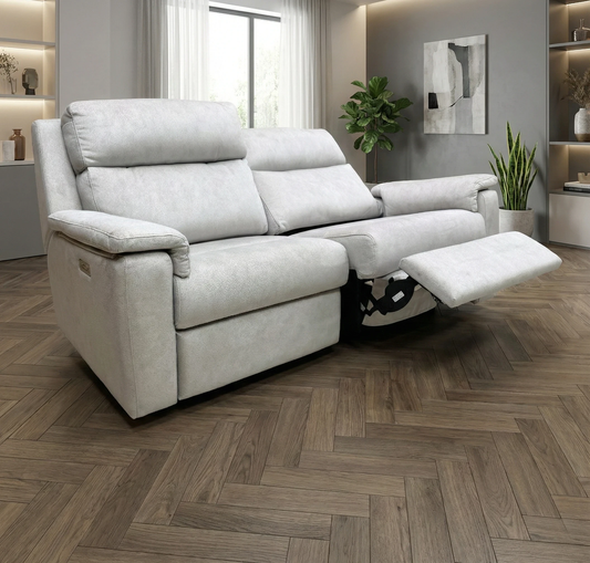 G Plan 'Thornbury' A123 Stingray Platinum Velvet 3 Seater Power Recliner Sofa with Power Headrests and Power Lumbar