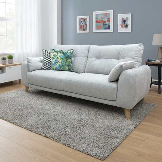 'Malmo' Haze Fab-Meo-R24 Fabric 3 Seater Sofa