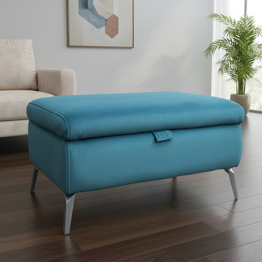 ‘Daytona’ 51003 Opulence Teal Velvet Storage Footstool