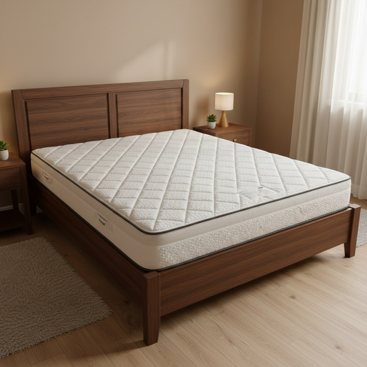 Lifestyle photo of the Silentnight King mattress, highlighting the pearl-infused memory foam layer for pressure relief and spinal alignment.