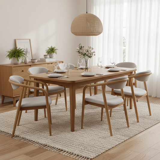 Living Room of the G Plan Winchester dining chairs arranged around a table, showcasing their timeless design in a dining room setting.