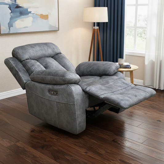 ‘Merrion' Dapple Charcoal Fabric Power Recliner Chair Direct From Manufacturer