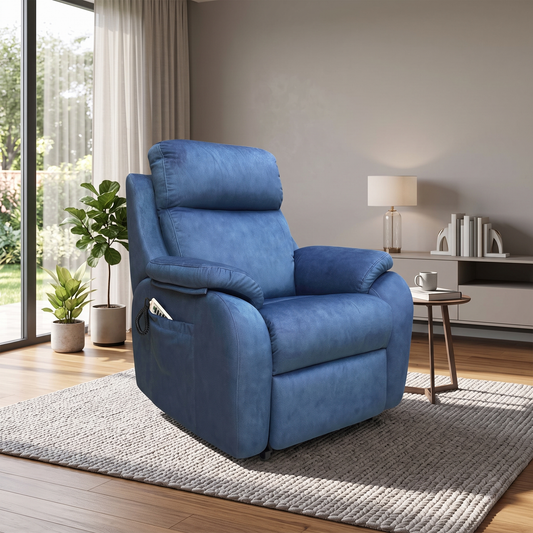G Plan 'Kingsbury' A125 Stingray Indigo Velvet Large Lift and Rise Recliner Chair – view 2
