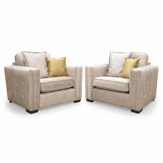 'Chelsea' Beige Vogue Velvet Formal Back Snuggler Chair - Set of 2