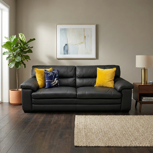 World of Leather 'Cozee' Nw-517e Shale Grey Premium Leather 3 Seater Sofa