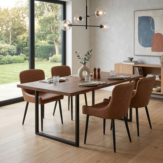 'Osaka' Tan Brown Faux Leather Fixed Dining Chairs - Set of 4