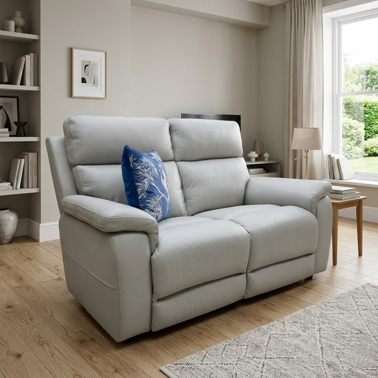 'Raven' Oslo Light Grey Cat-40/27 Leather 2 Seater Sofa