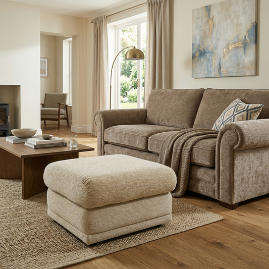 G Plan 'Kingsbury' C030 Kampala Beige Woven Fabric Storage Footstool