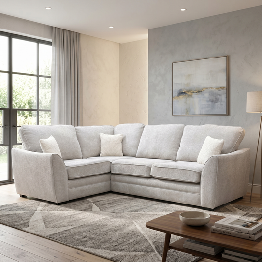 ‘Trinity’ Natural Fabric Left Hand Double Arm Corner Group Sofa