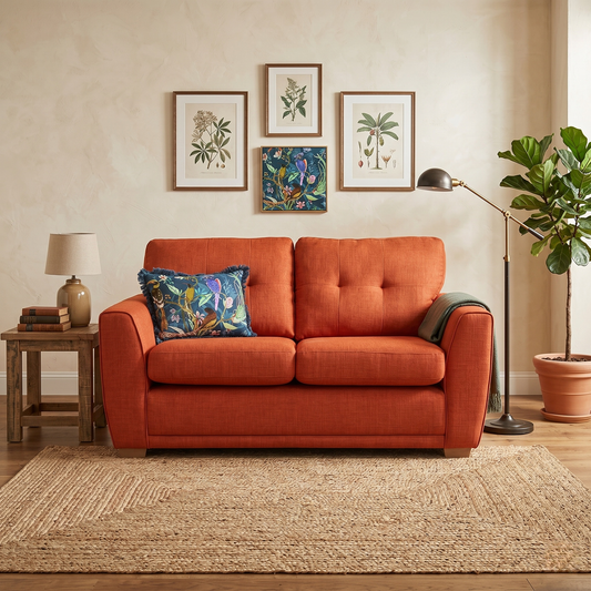 'Kian' Orange Revive Fabric Small 2 Seater Sofa