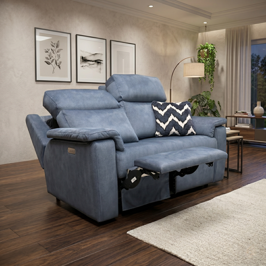 G Plan ‘Thornbury’ A125 Stingray Indigo Velvet 2 Seater Power Recliner Sofa with Power Headrests and Power Lumbar