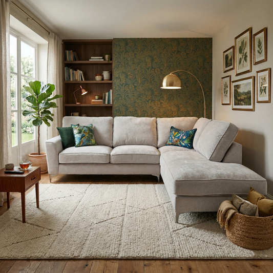 ‘Legend’ Kingston Silver Fabric Right Hand Facing Classic Back Corner Sofa