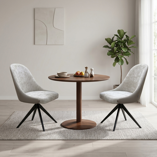 'Jose' Pebble Fabric Swivel Dining Chairs - Set of 2