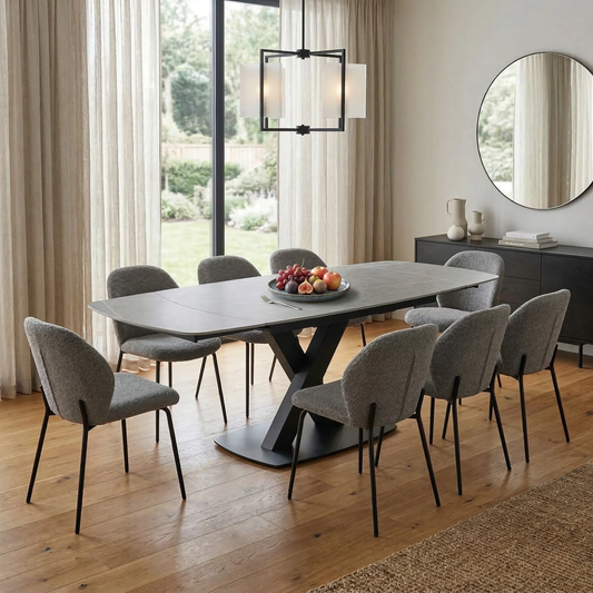 'Murcia' Grey Ceramic Top 120cm Extending Dining Table