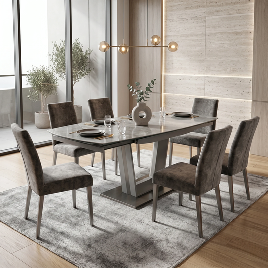'Grigio' Ceramic Top Swivel Extending Dining Table