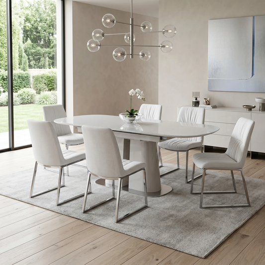 'Cashmere' High Gloss 140cm Pop Up Extending Dining Table