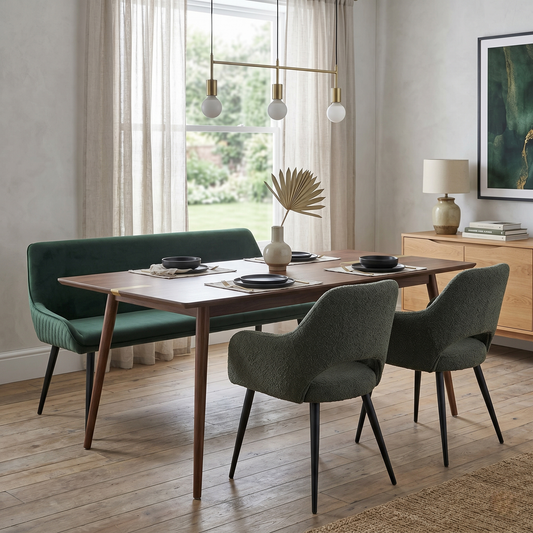 ‘Saigon’ Forest Green Velvet Dining Bench