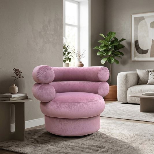 ‘Fitzrovia’ Orchid Pink Linen Fabric Accent Swivel Chair