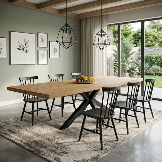 Bodahl ‘Terra’ 1 Oil Solid Oak 300cm Straight Edge Dining Table with Star Base